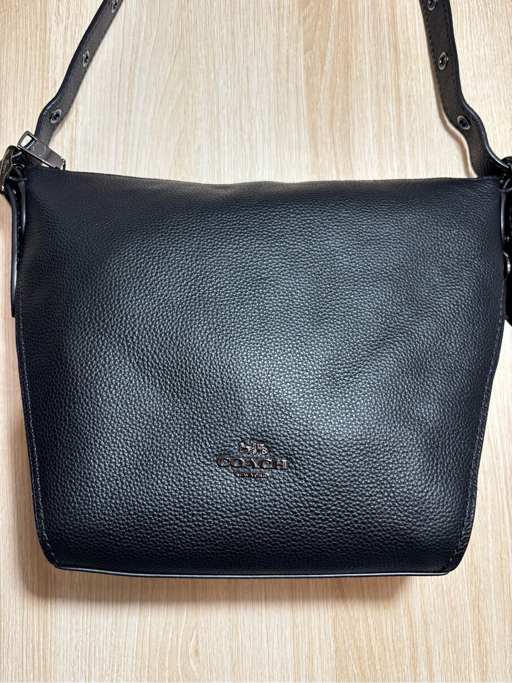 Coach Black Pebbled Leather Crossbody Bag with Silver Logo - Picture 14 of 15